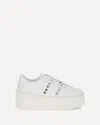 Valentino Garavani Flatform Rockstud Untitled Trainer In Calfskin And Wool Woman White 39
