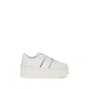 Valentino Garavani Flatform Rockstud Untitled Trainer In Calfskin And Wool Woman White 39