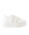 Valentino Garavani Flatform Rockstud Untitled Trainer In Calfskin And Wool Woman White 39 In White