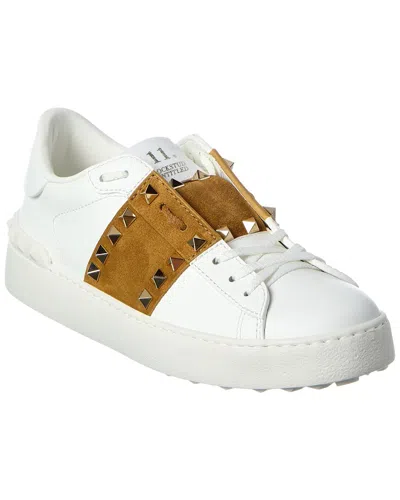 Valentino Garavani Valentino Rockstud Untitled Leather & Suede Sneaker In White