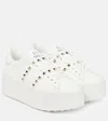 Valentino Rockstud Untitled Leather Platform Sneakers In White