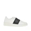 Valentino Garavani White Leather Rockstud Untitled Sneakers With Black Band