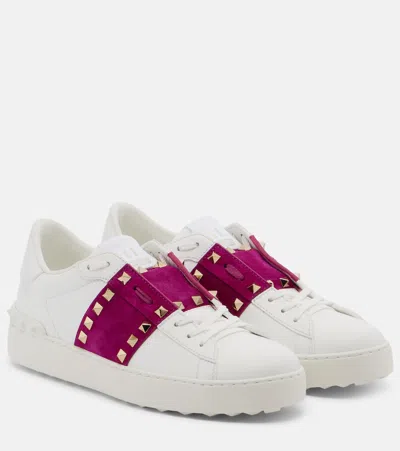 Valentino Garavani Rockstud Untitled Leather Sneakers In White