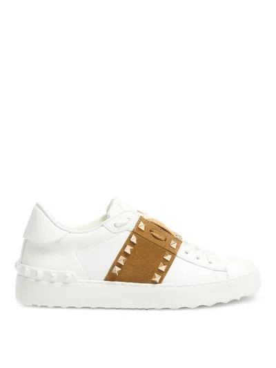 Valentino Garavani Rockstud Untitled Sneakers In Calfskin With Split Leather Band In Multi
