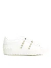 Valentino White Rockstud-embellished Low-top Sneakers In White