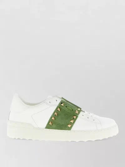 Valentino Garavani Rockstud Untitled Sneakers Rubber Sole Suede In White
