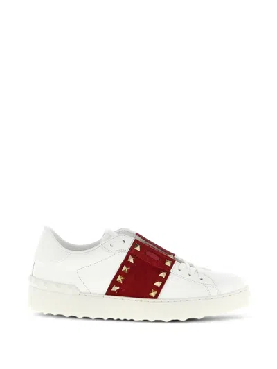 Valentino Garavani Rockstud Untitled Leather And Suede Sneakers With Iconic Studs In White