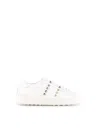 Valentino Garavani White Leather Rockstud Untitled Sneakers In White