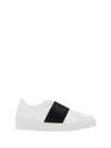 Valentino Garavani White Leather Rockstud Untitled Sneakers With Black Band In White