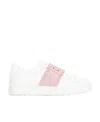 Valentino Rockstud Open Leather Sneaker In White