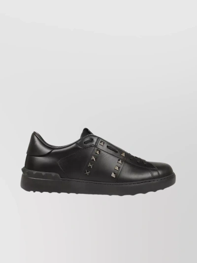Valentino Garavani Rockstud Untitled Studded Leather Trainers In Black