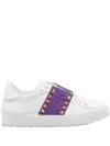 Valentino Rockstud Untitled Suede-panel Sneakers In White
