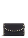 Valentino Wallet W/strap Rockstud Vitello Stam In Black
