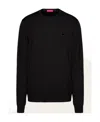 Valentino Stud-embellished Crewneck Wool-knit Jumper In Black