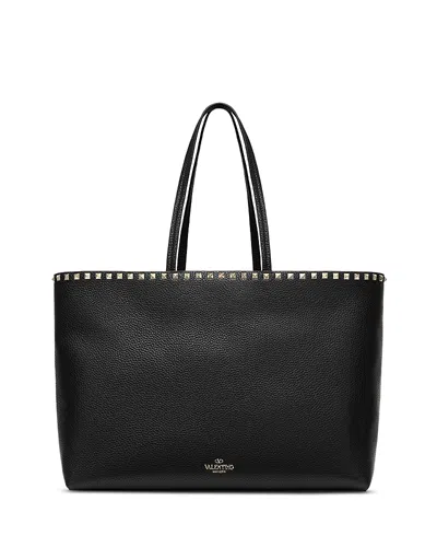 Valentino Garavani Rockstud Vitello Tote Bag In Black