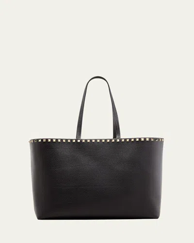 Valentino Garavani Rockstud Vitello Tote Bag In Black