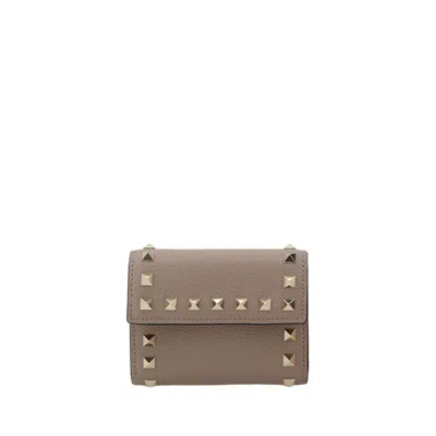 Valentino Garavani Women Rockstud Wallet In Brown