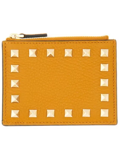 Valentino Garavani Rockstud Wallet In Orange