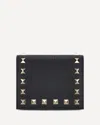 Valentino Rockstud Compact Leather Wallet In Black