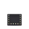 Valentino Rockstud Compact Leather Wallet In Black