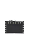 Valentino Garavani Roskstud Zip-up Coin Purse In Black