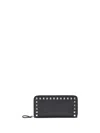 Valentino Rockstud Zipped Wallet In Black