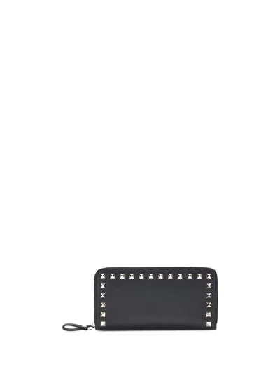 Valentino Garavani Zip Around Wallet In Black