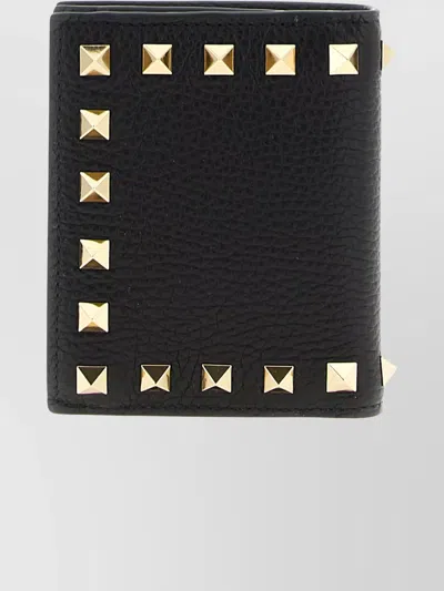 Valentino Garavani Rockstud Wallet Gold-tone Studs In Black