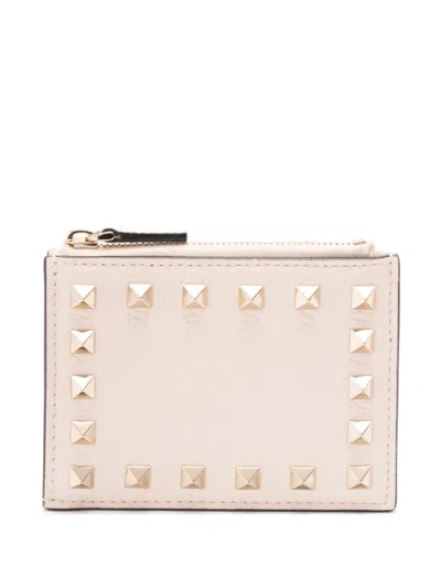 Valentino Garavani Rockstud Wallet In Neutrals
