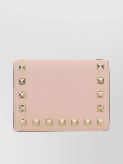Valentino Garavani Rockstud Wallet With Beading And Studs In Pink