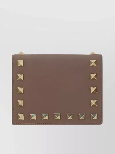 Valentino Garavani Rockstud Wallet With Beading And Studs In Brown