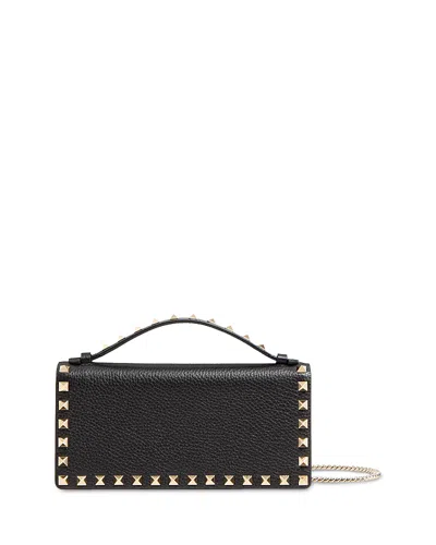 Valentino Garavani Rockstud Wallet With Chain In Black