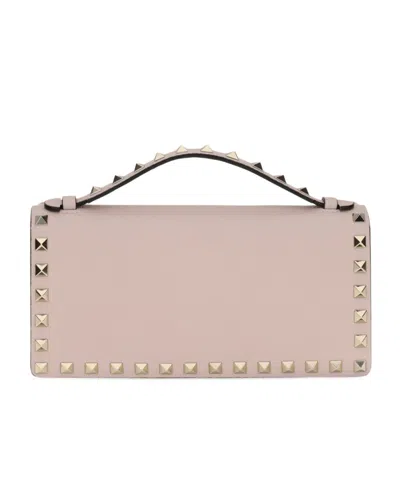 Valentino Garavani Rockstud Wallet With Chain In Grainy Calfskin In No
