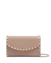 Valentino Rockstud Wallet With Chain In Brown