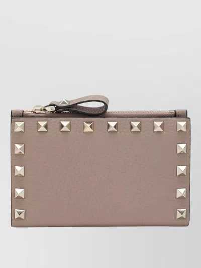 Valentino Garavani Rockstud Wallet Wrist Strap Design In Brown