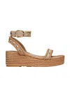 Valentino Garavani Rockstud Flatform Sandal In Calfskin 45mm Woman Poudre 41
