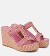 Valentino Rockstud Leather Wedge Mules In Pink