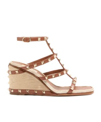 Valentino Garavani Rockstud Wedge Sandals In Multi