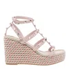 Valentino Studded Espadrille Platform Sandals In Pink
