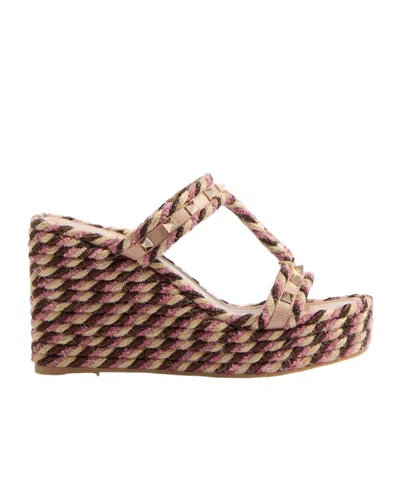 VALENTINO GARAVANI VALENTINO GARAVANI ROCKSTUD SLIP-ON WEDGE SANDALS
