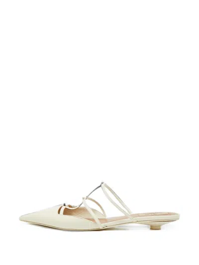 Pre-owned Valentino Garavani Rockstud Wipsy Mules In Neutral