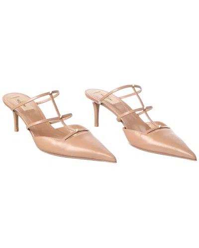 Pre-owned Valentino Garavani Valentino Rockstud Wispy 50 Leather Mule (authentic Pre-loved) In Neutral