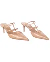 Valentino Rockstud Wispy 50 Leather Mule (authentic Pre-loved) In Neutral