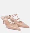 Valentino Garavani Rockstud Wispy Calfskin Mule 60 Mm Woman Rose Cannelle 41.5 In Weiss