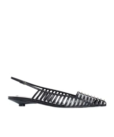 Valentino Garavani 20mm Rockstud Leather Slingback Pumps In Black
