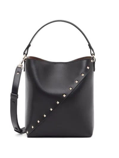 Valentino Garavani Rockstud Wispy Calfskin Bucket Bag In Black