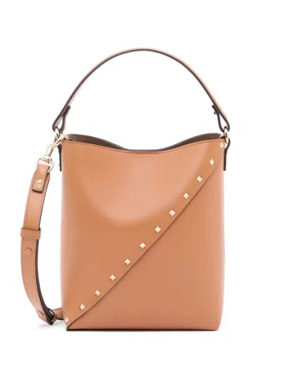 Valentino Garavani Rockstud Wispy Calfskin Bucket Bag In Brown