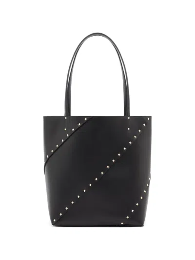Valentino Garavani Rockstud Wispy Calfskin Shopping Bag In Black