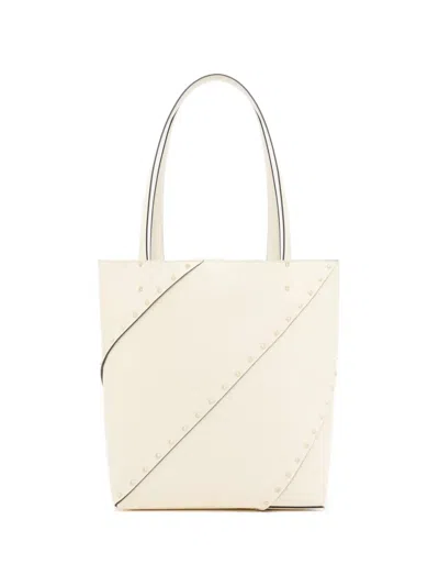 Valentino Garavani Rockstud Wispy Calfskin Shopping Bag In White
