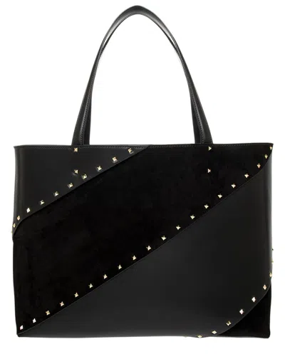 Valentino Garavani Valentino Rockstud Wispy Large Leather Tote In Black